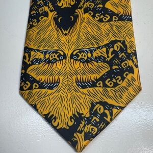 PRIME Yellow and Black Reptile Patterned Silk Tie